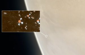 Astrobiología: encuentran en la atmósfera de Venus moléculas que podrían sugerir la presencia de vida microbiana Ilustración de este descubrimiento de astrobiología.